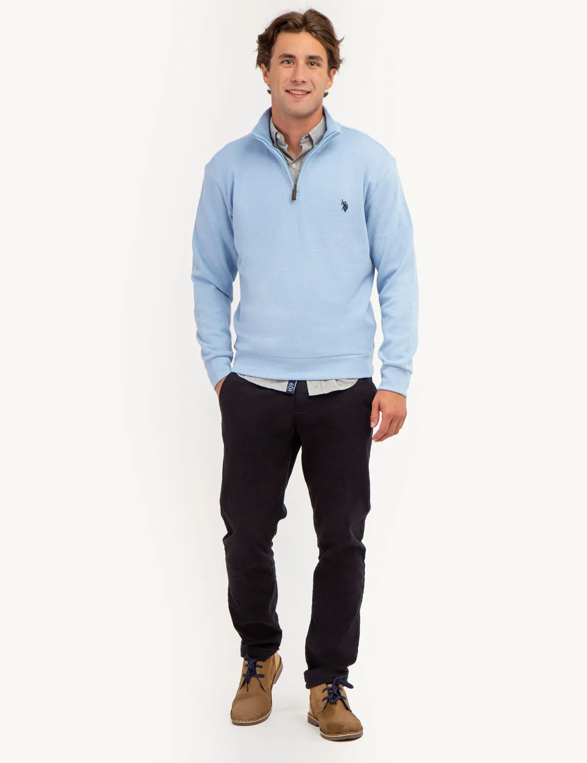 1/4 ZIP FLATBACK PULLOVER