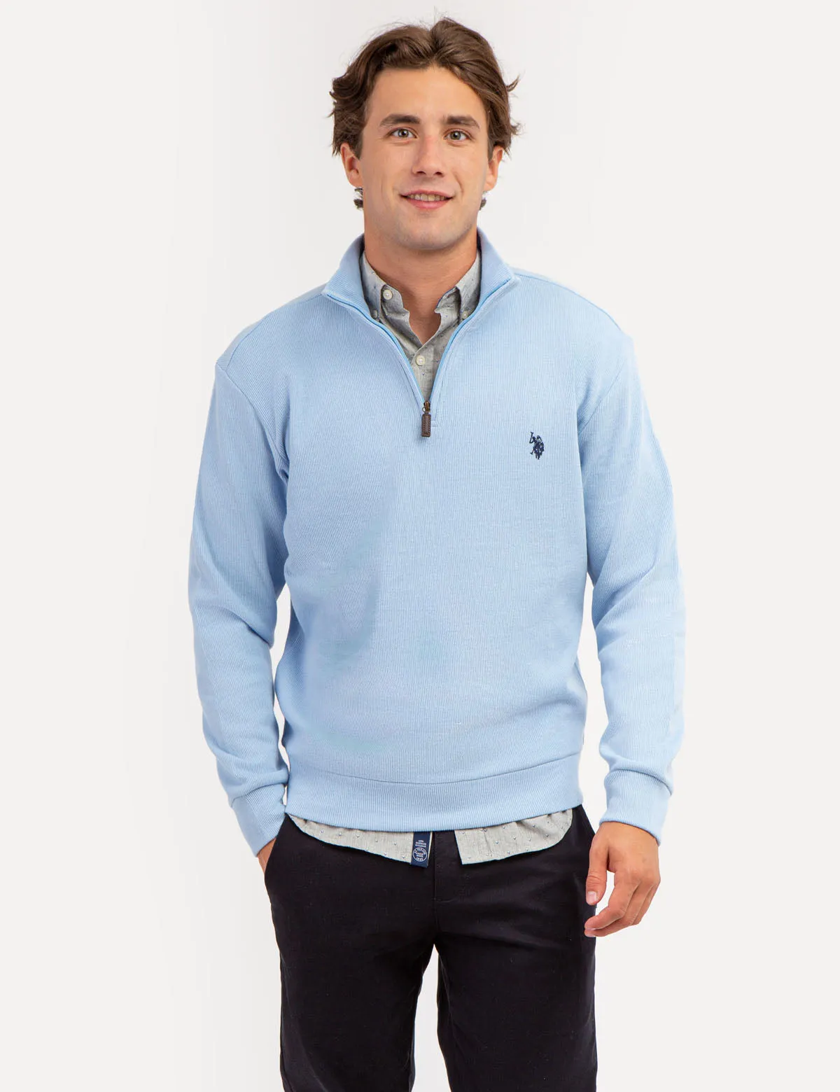 1/4 ZIP FLATBACK PULLOVER