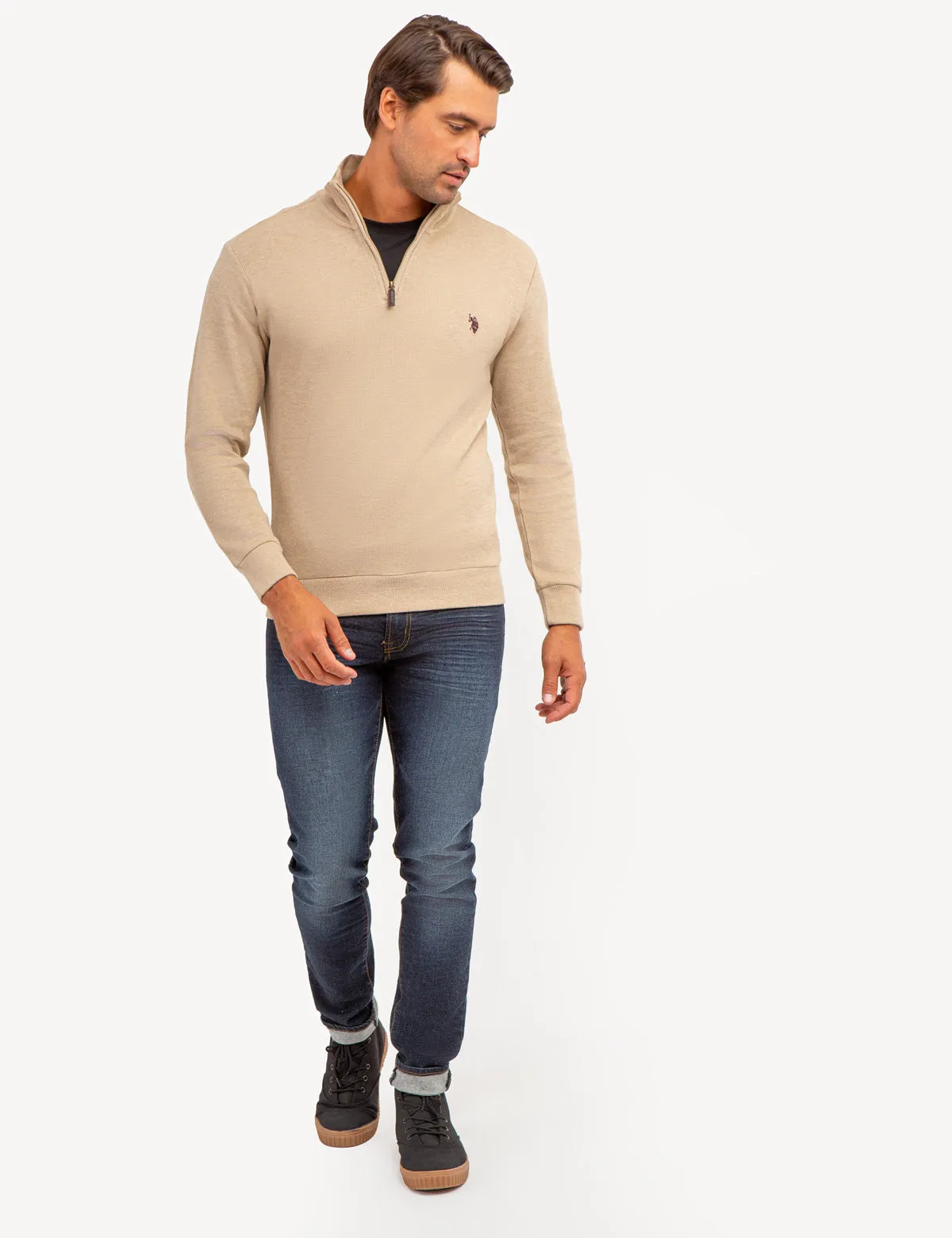 1/4 ZIP FLATBACK PULLOVER