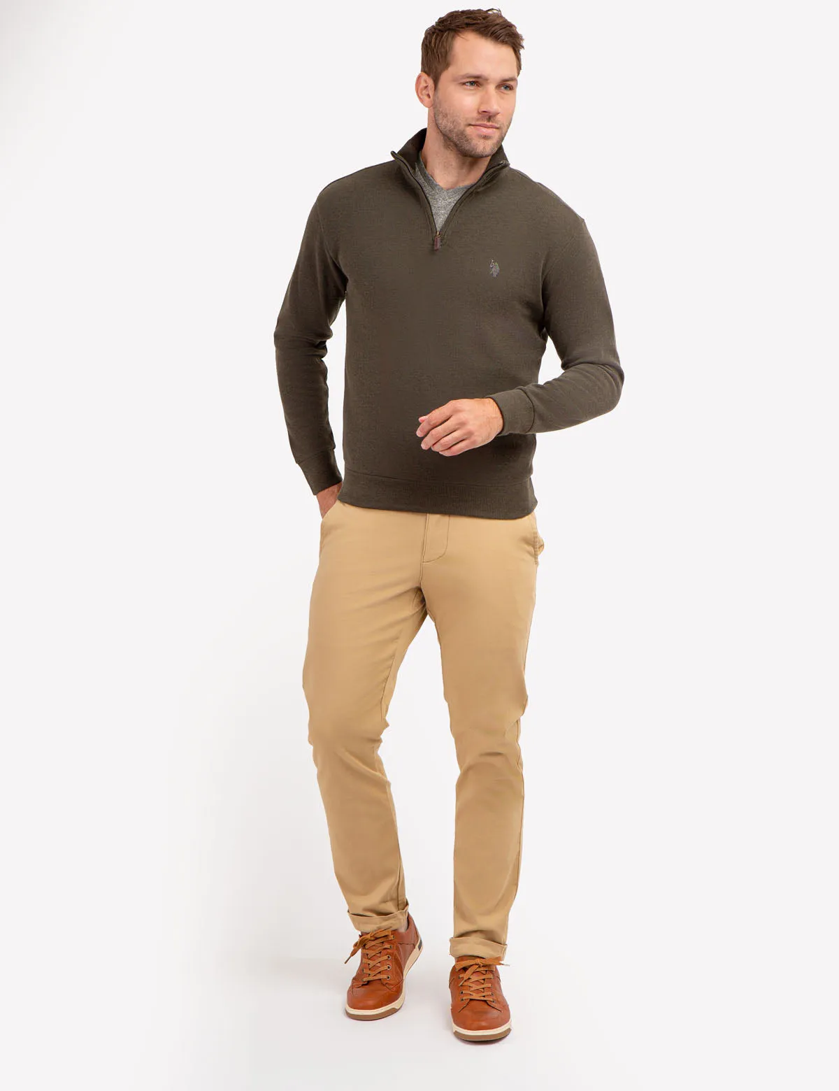 1/4 ZIP FLATBACK PULLOVER