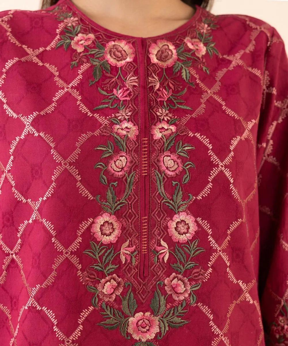 3 Piece - Embroidered Cotton Jacquard Suit