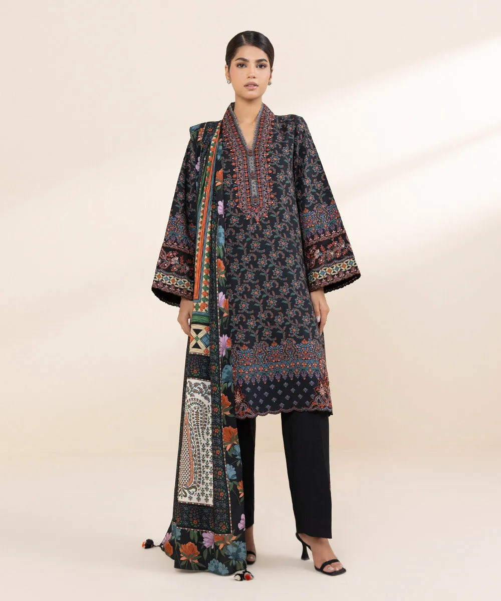 3 Piece - Embroidered Linen Suit