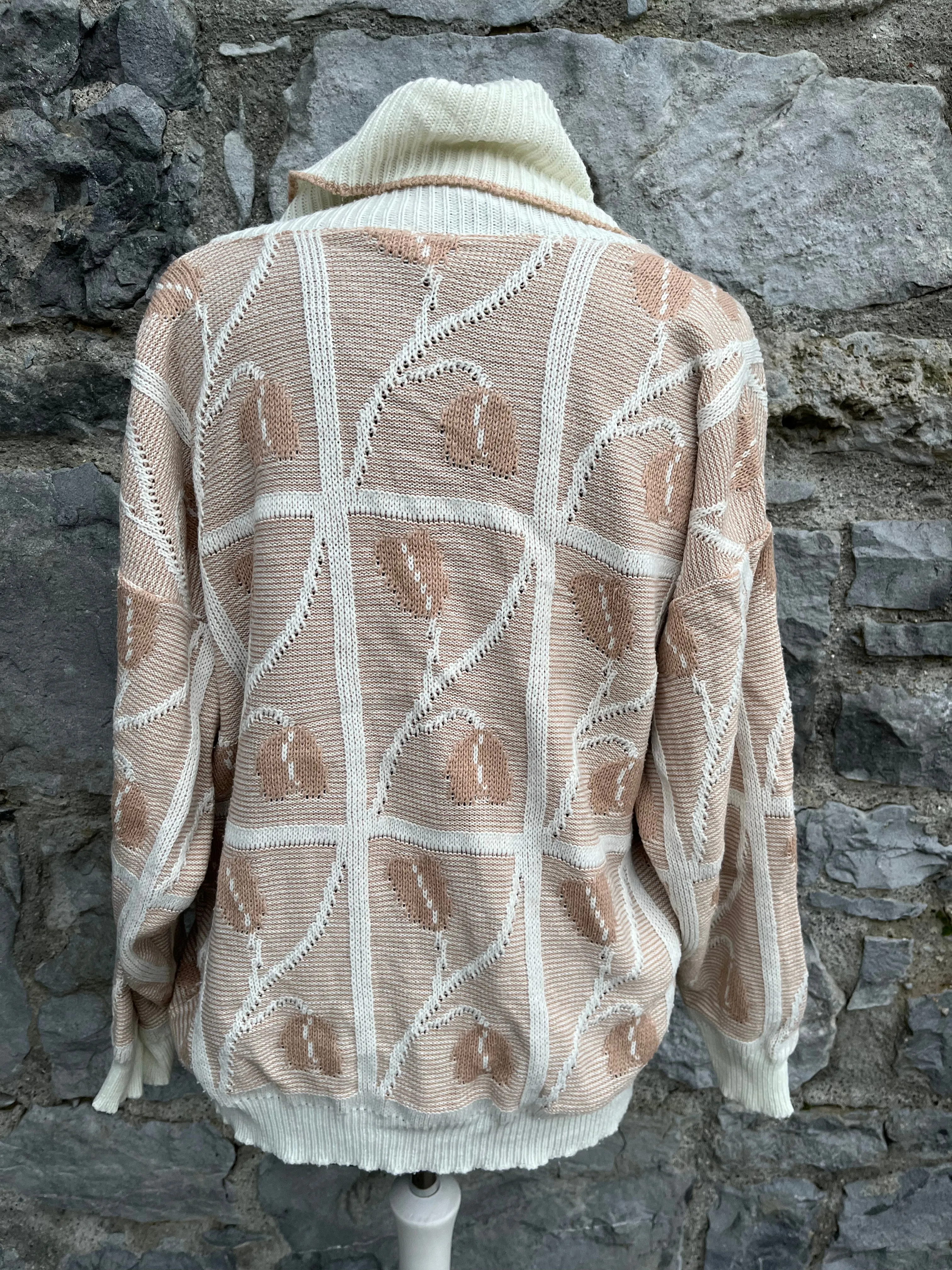 80s Beige leaves jumper uk 12-14