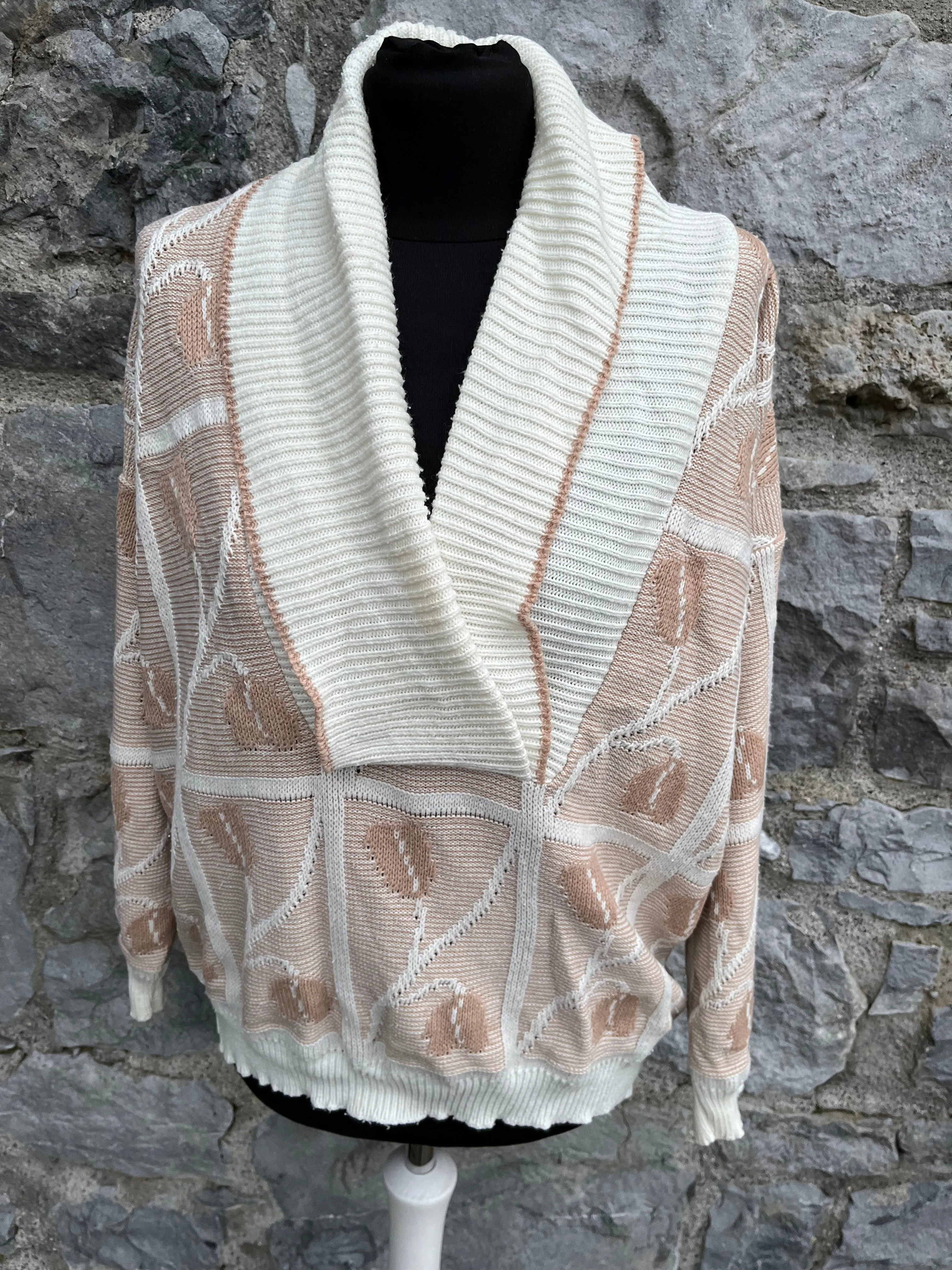 80s Beige leaves jumper uk 12-14