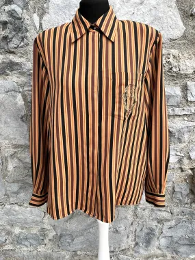 80s brown stripy blouse uk 12-14