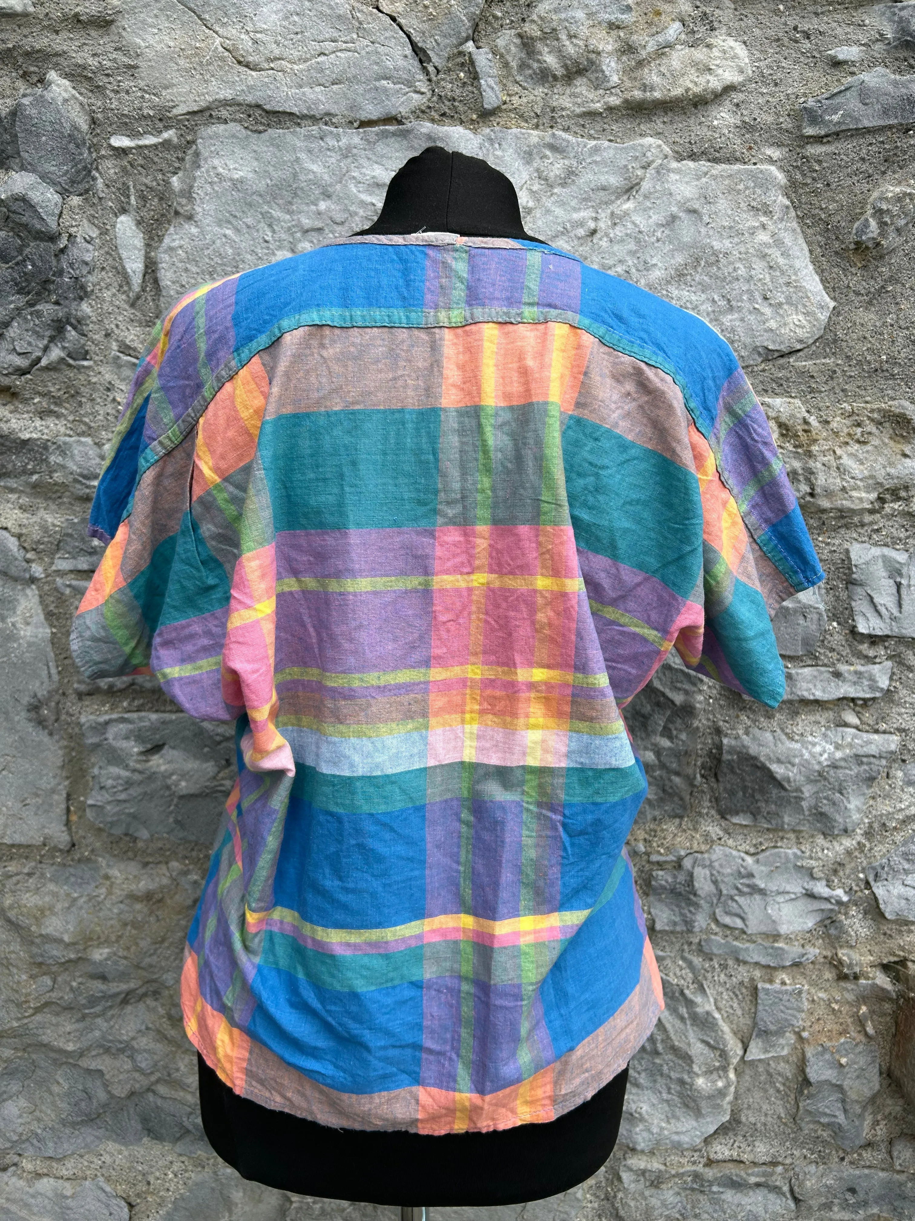 80s colourful check top uk 10-12