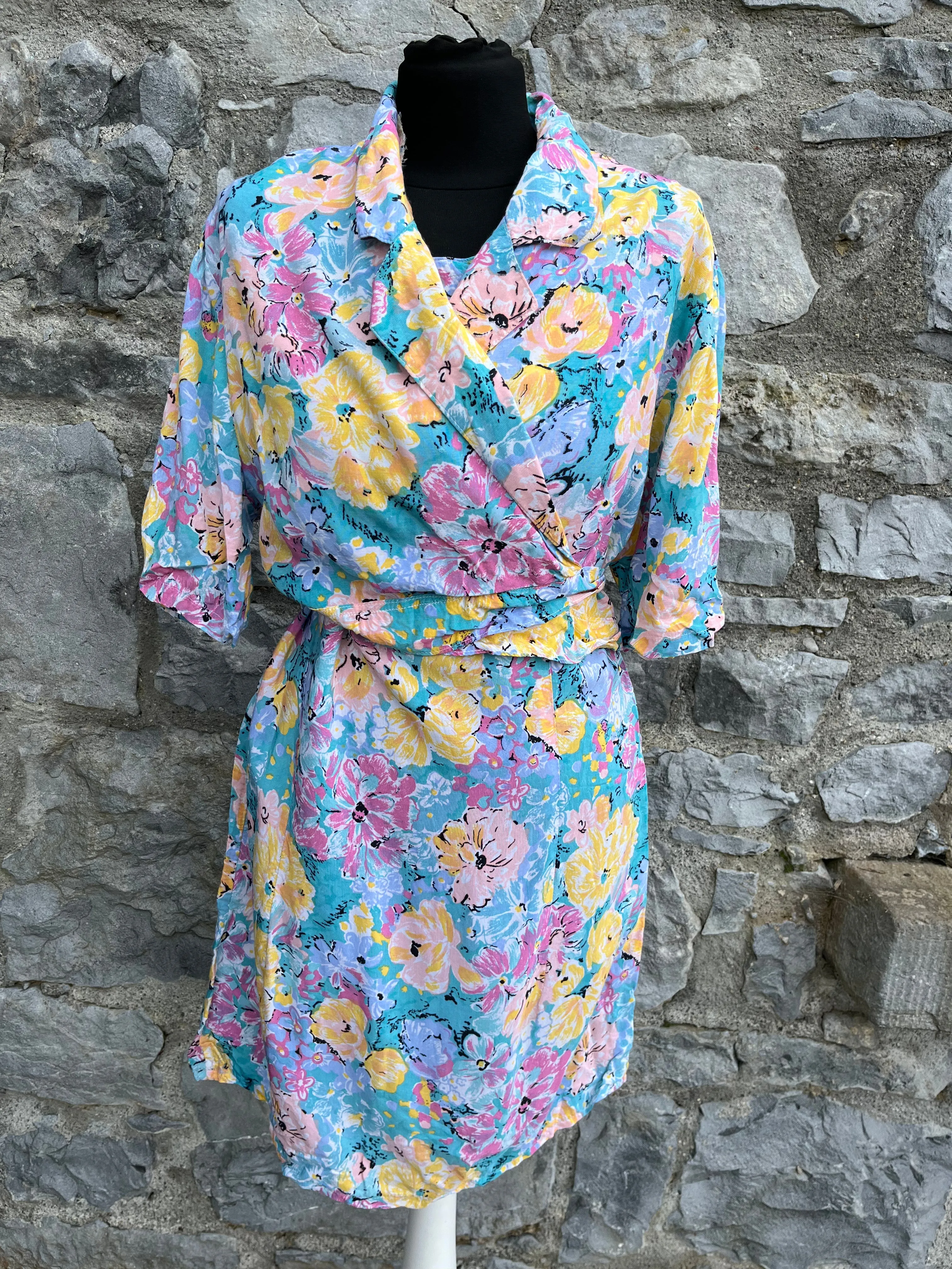 80s floral dress&shirt uk 8