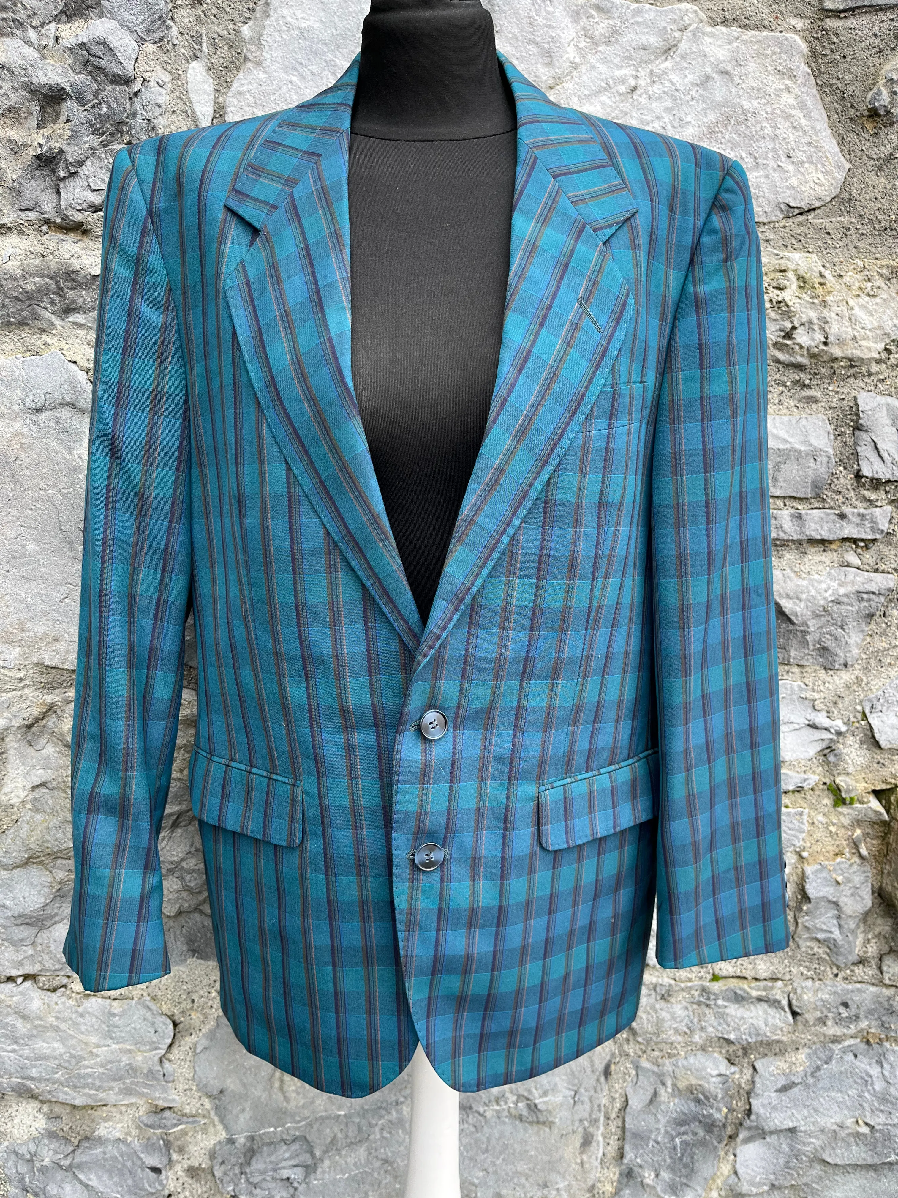 80s green check jacket Small