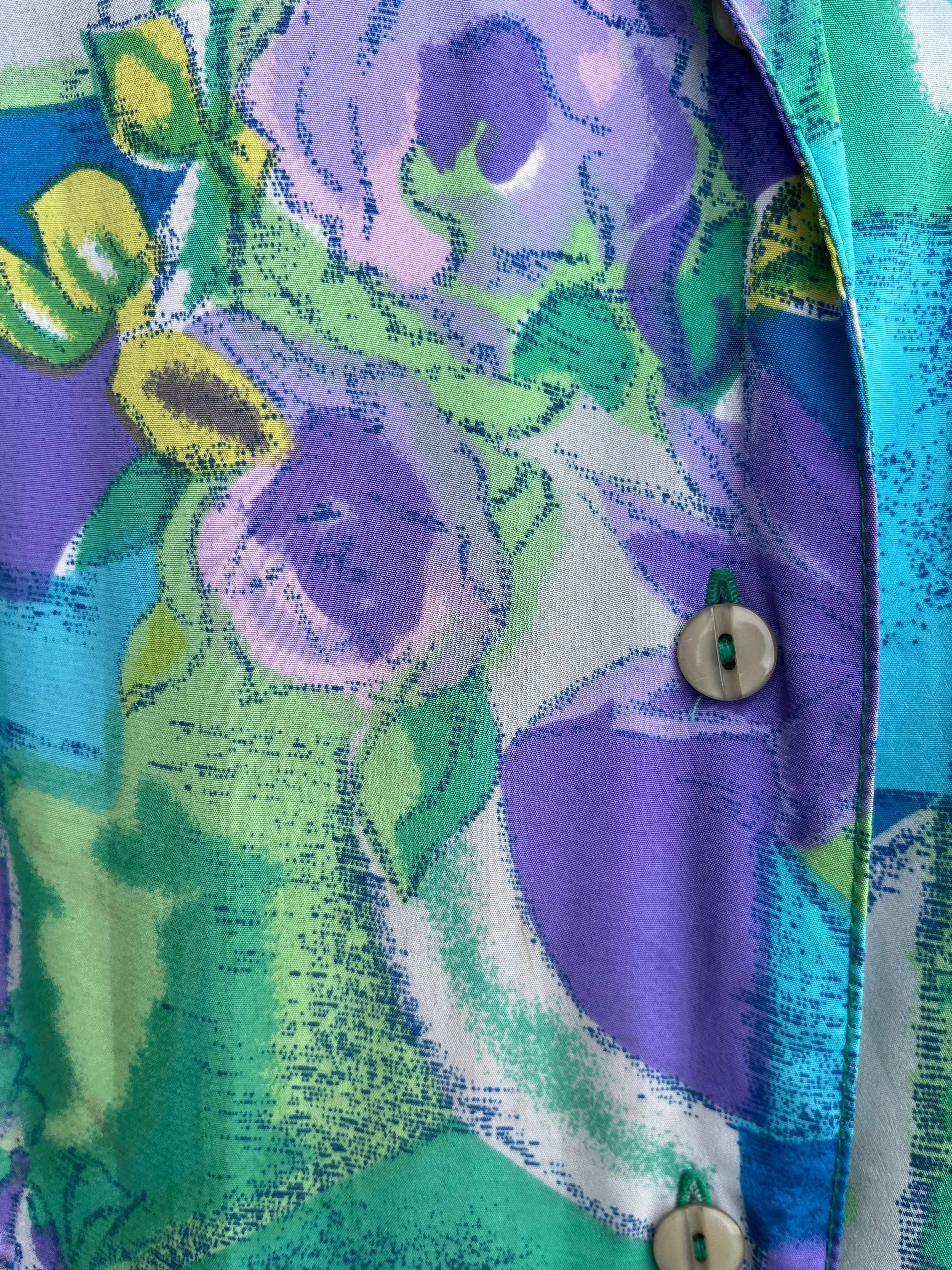 80s purple&green shirt uk 16-20