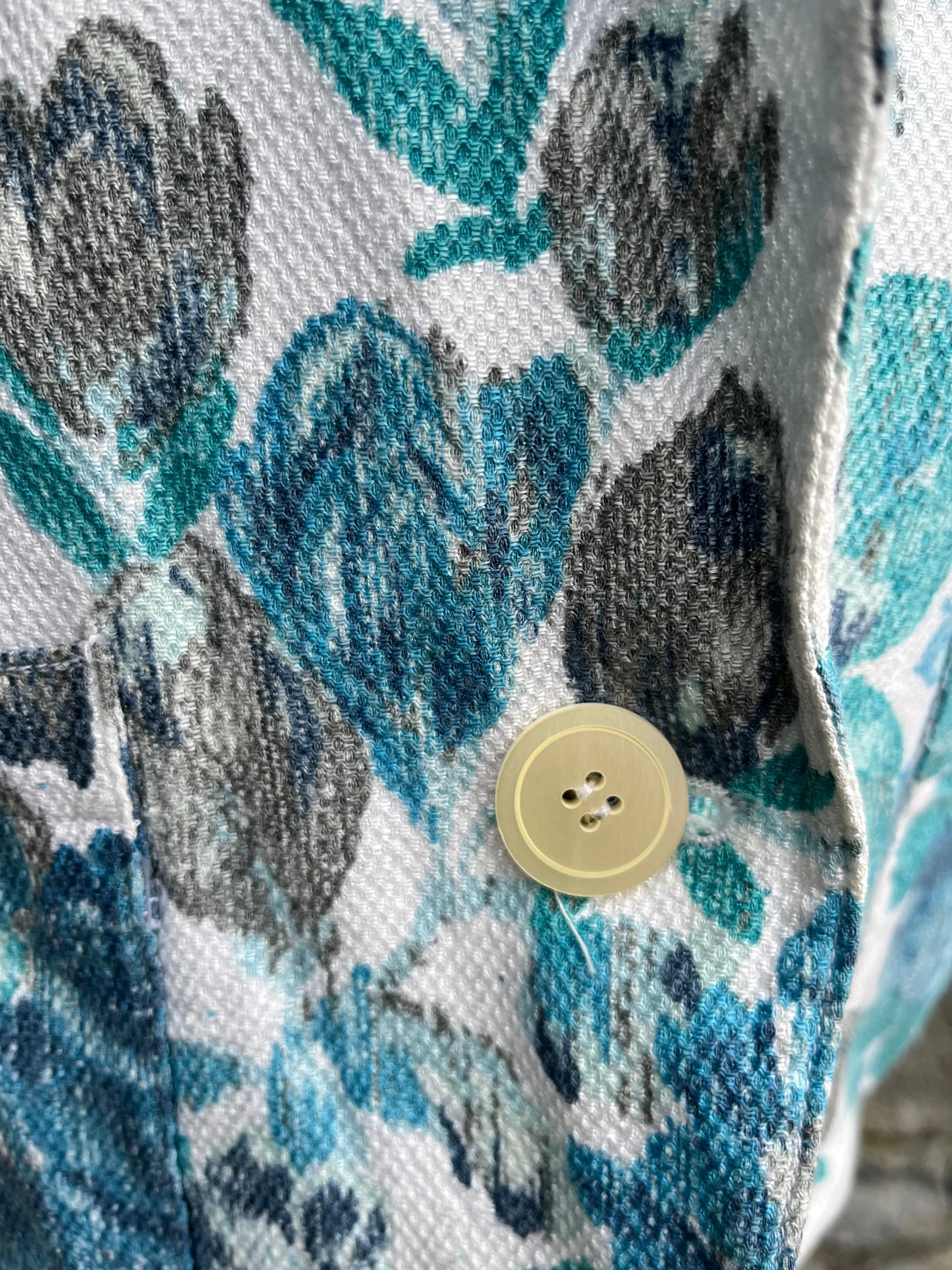 80s teal flowers blazer uk 12