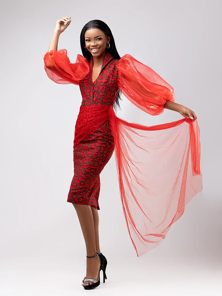 African Print Shiri Balloon Sleeve  dress