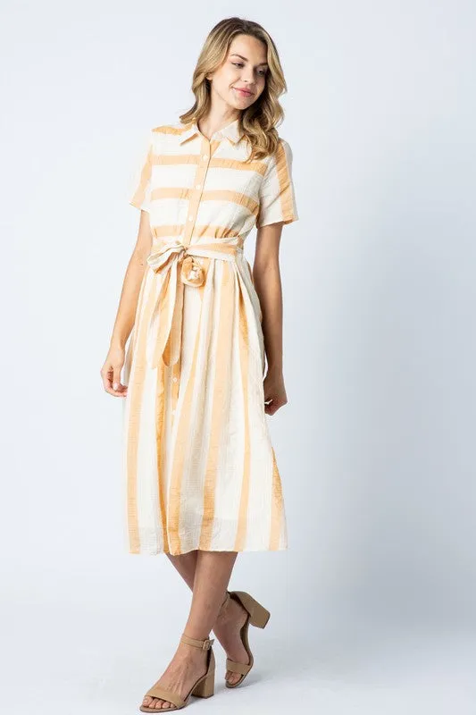 Alyssa Classy Collared Dress in Burnt Peach