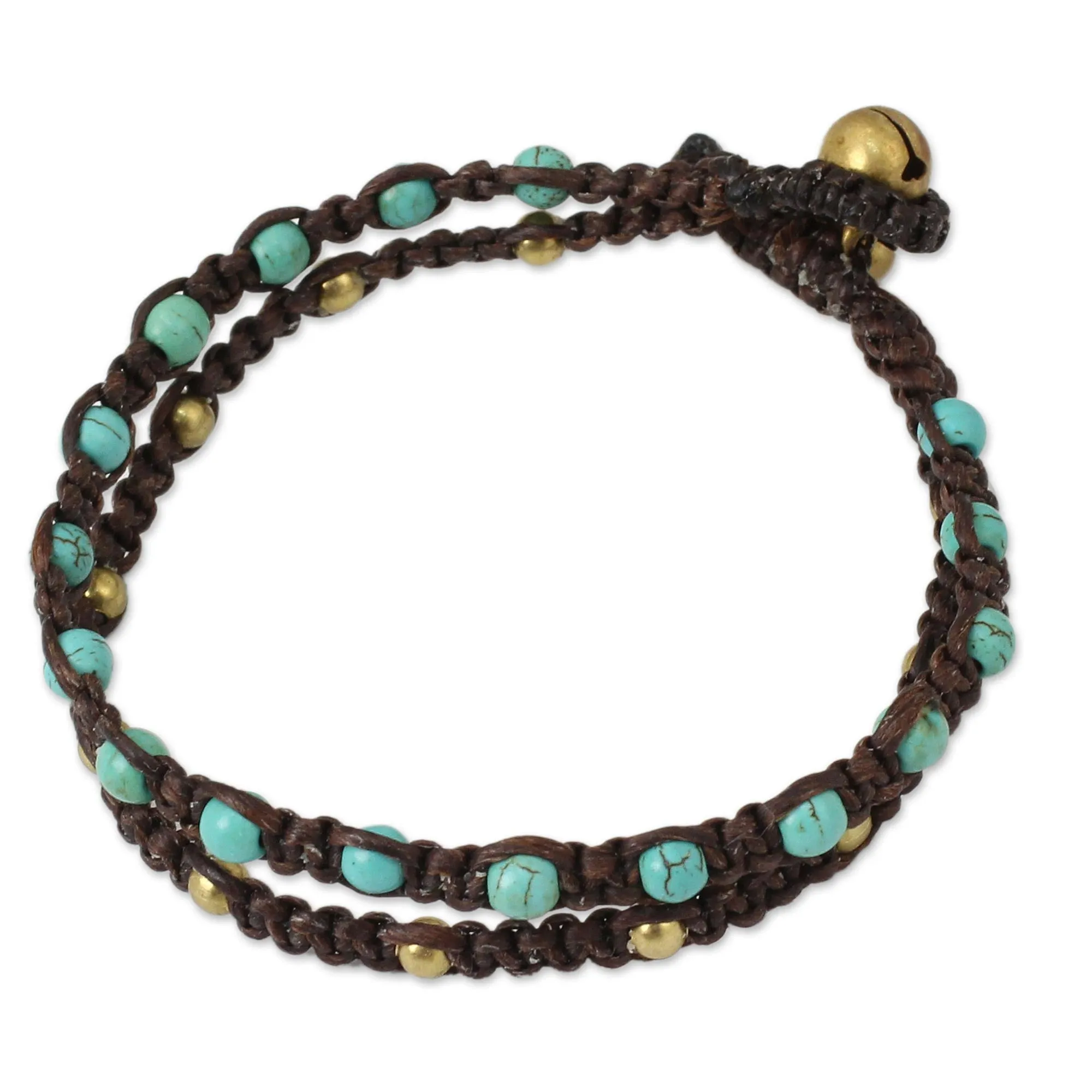 Aqua Boho Chic Brass Bracelet