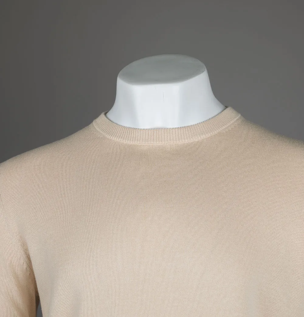 Aquascutum Check Sleeves Patch Knit Sweater Beige