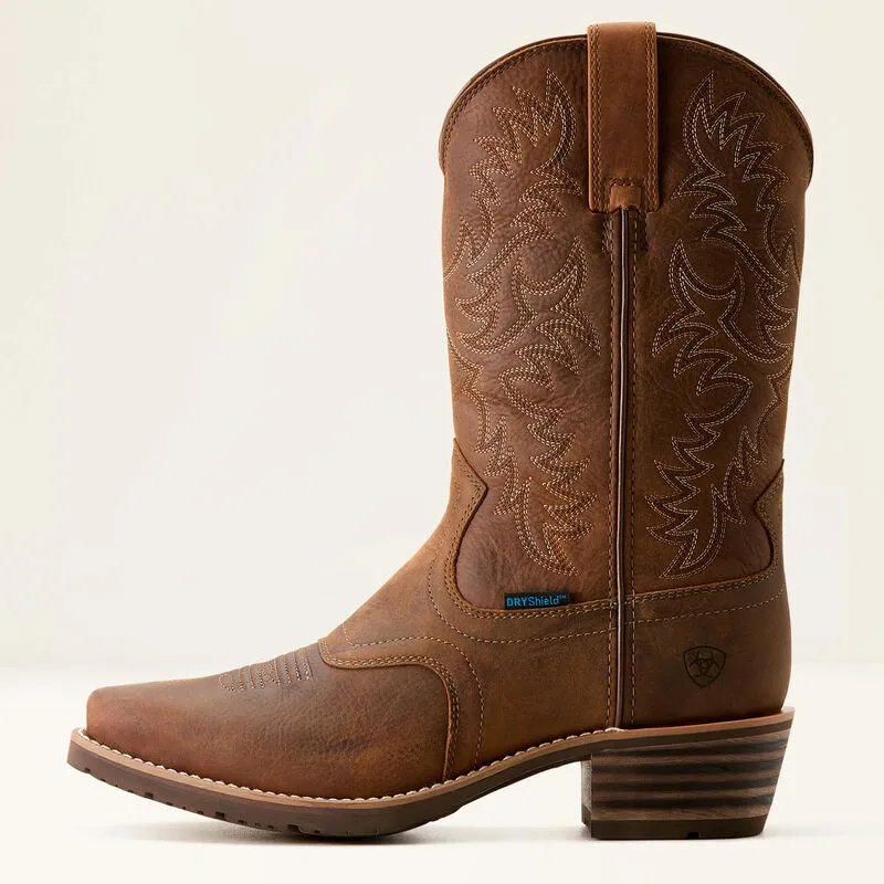 Ariat Men's Hybrid Roughstock Square Toe WP Cowboy Boot -Brown- 10053577