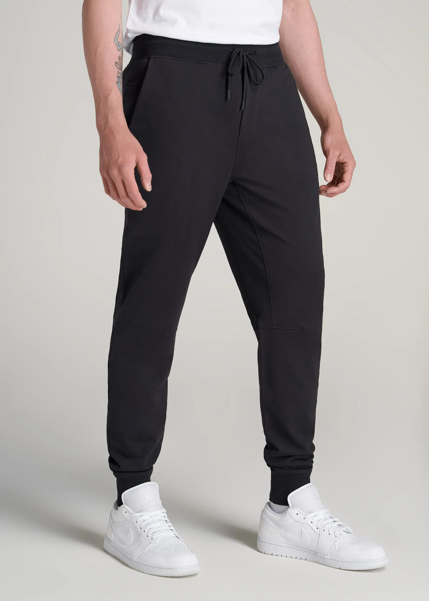 A.T. Performance Slim French Terry Joggers for Tall Men in Black