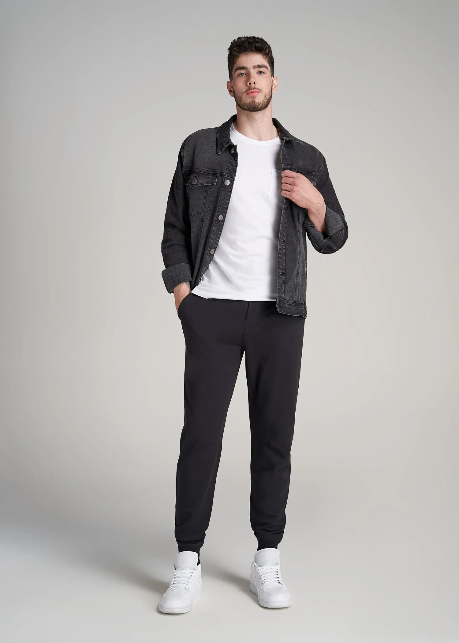 A.T. Performance Slim French Terry Joggers for Tall Men in Black