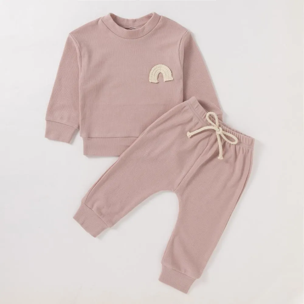 Autumn/Winter Striped Print Hoodie Two Piece Set Wholesale Baby Clothes