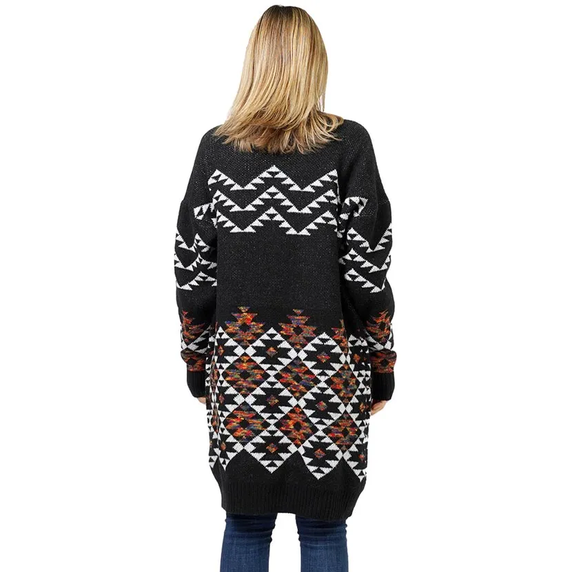 Aztec Patterned Sweater Cardigan