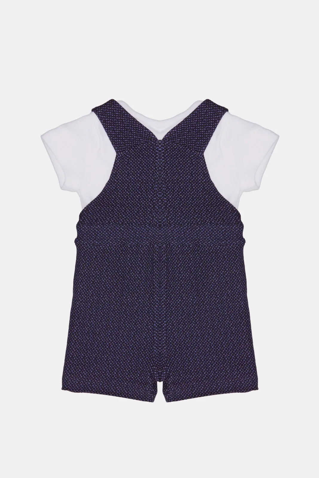 Baby Blue Pattern Dungaree With T-Shirt Set (2 Piece)