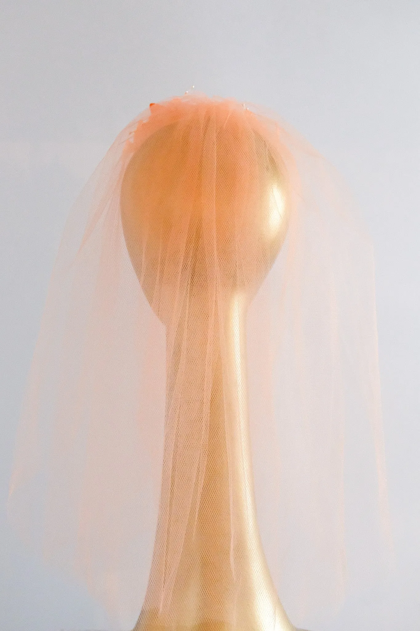 Beautiful 1950's Orange Crush Petals & Pearls Shoulder Length Veil Headpiece / OS