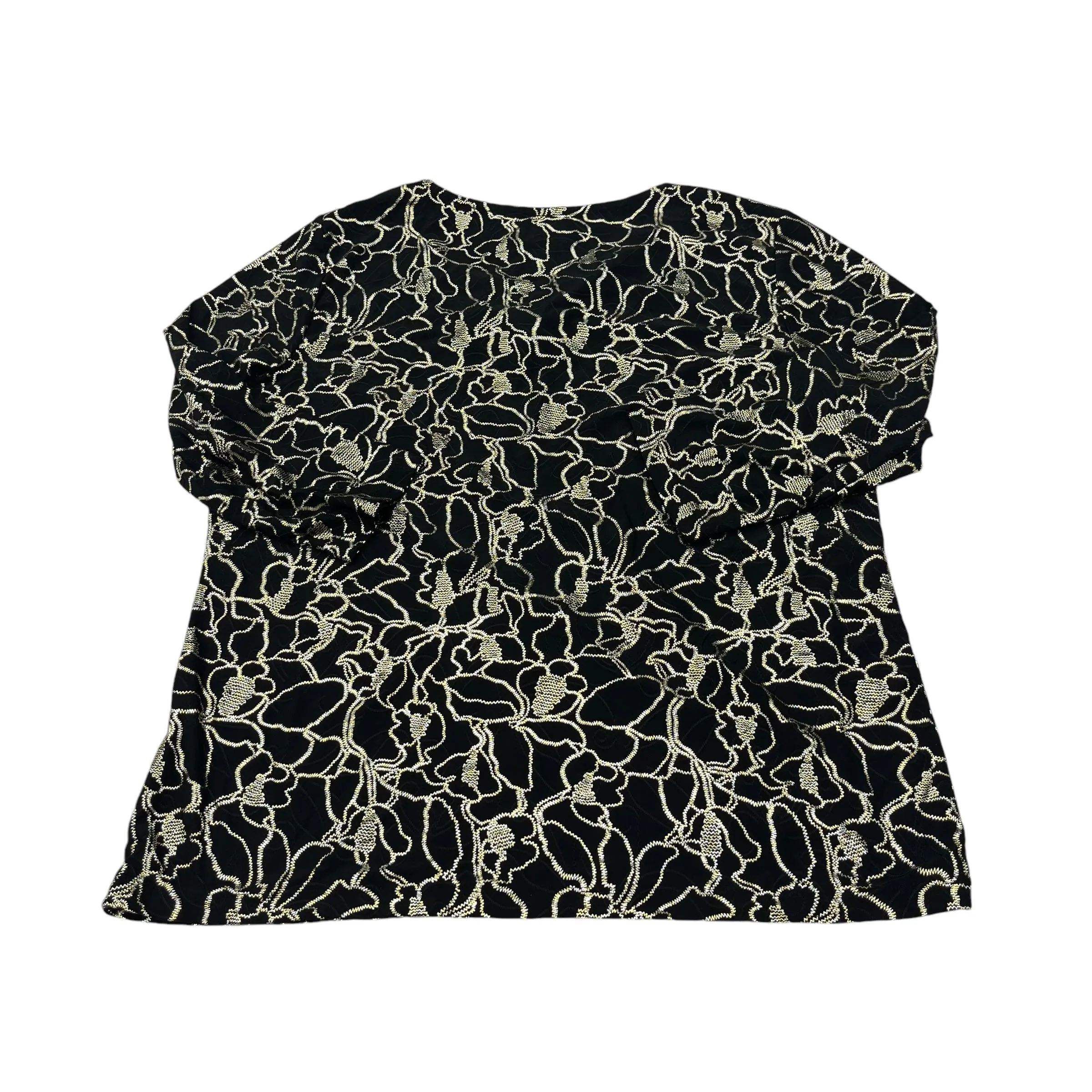 BLACK & GOLD TOP 3/4 SLEEVE by CLOTHES MENTOR Size:L