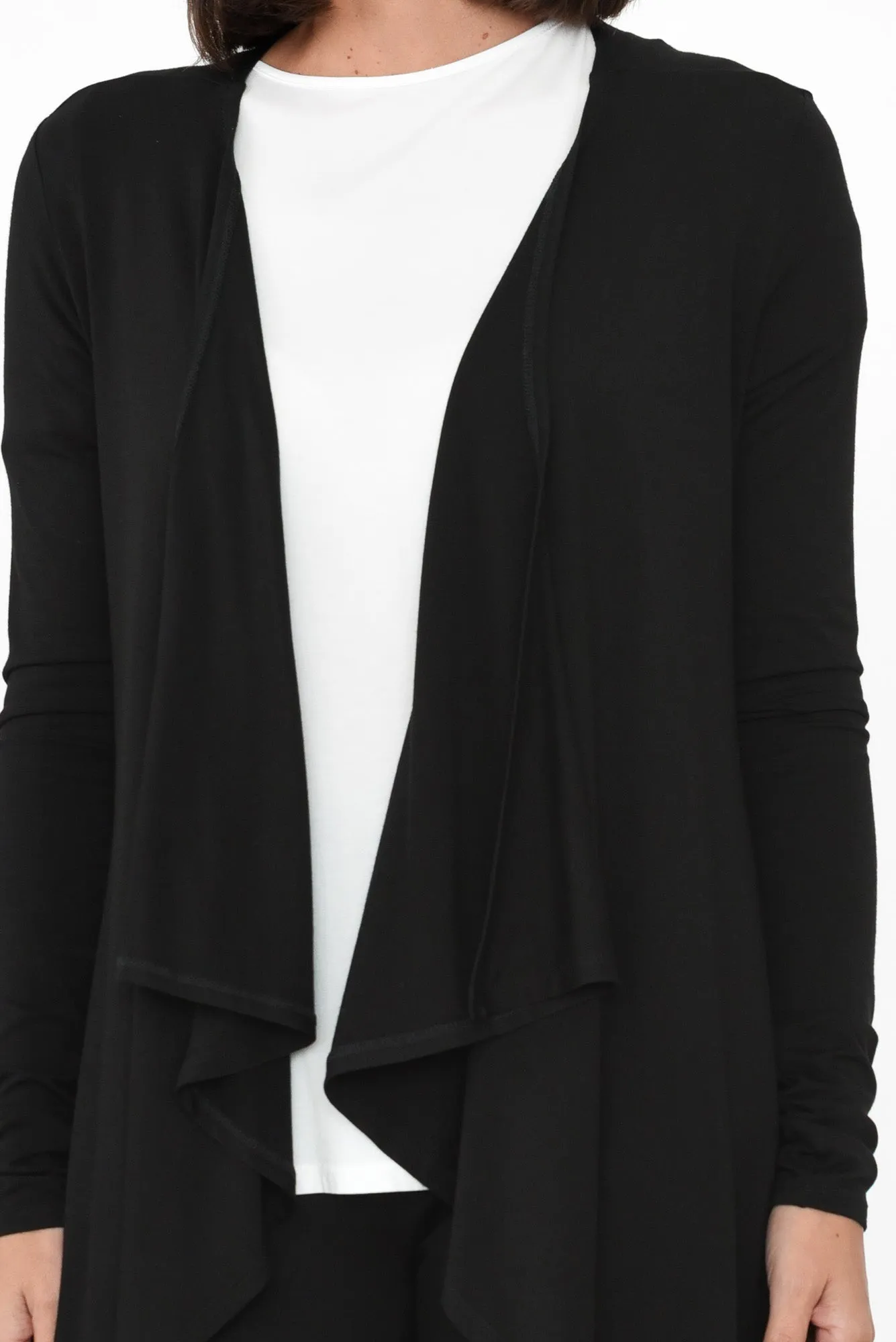 Black Bamboo Waterfall Cardigan