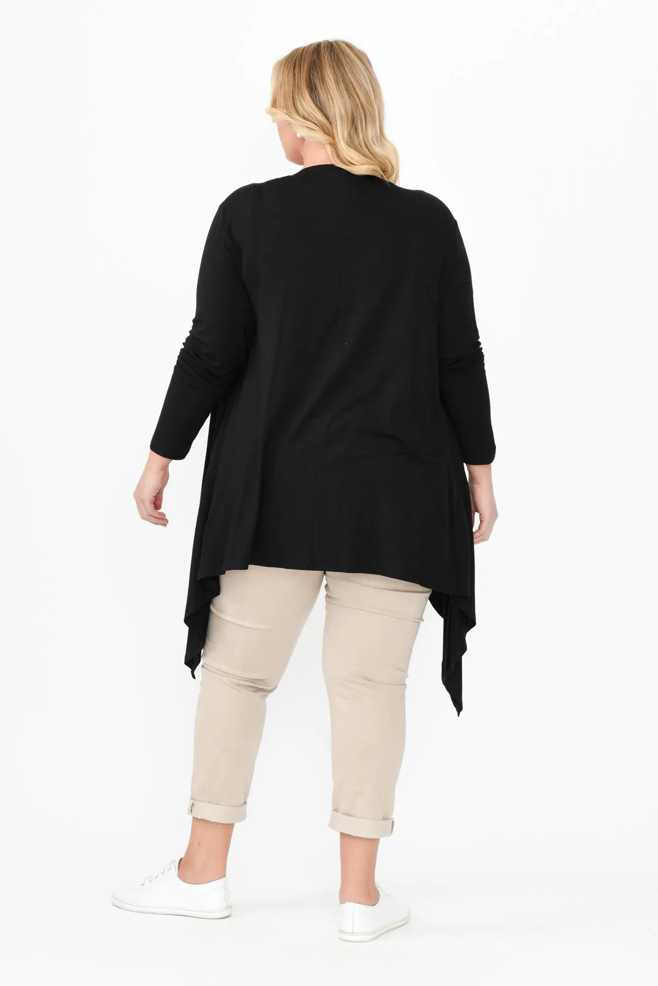 Black Bamboo Waterfall Cardigan