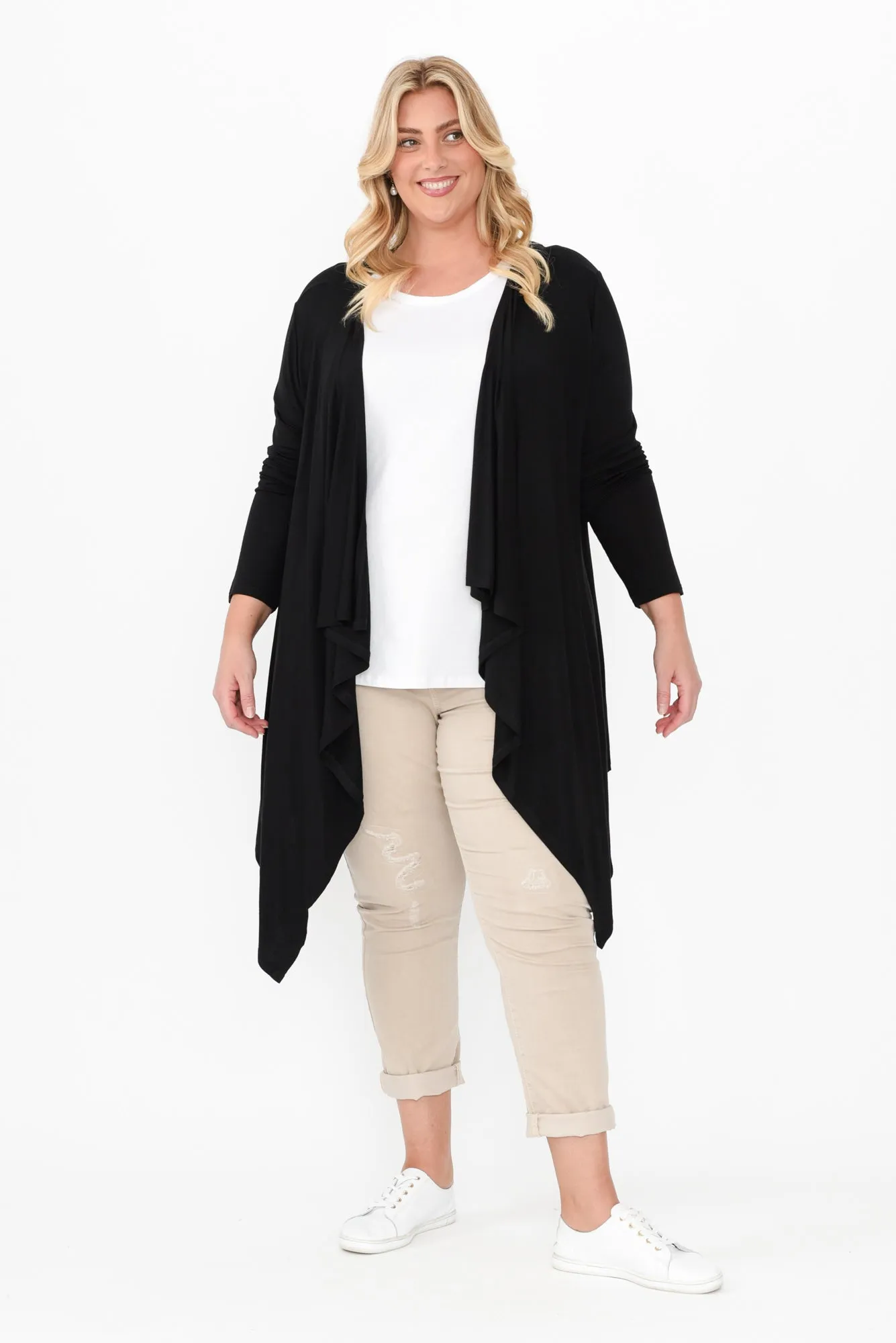 Black Bamboo Waterfall Cardigan