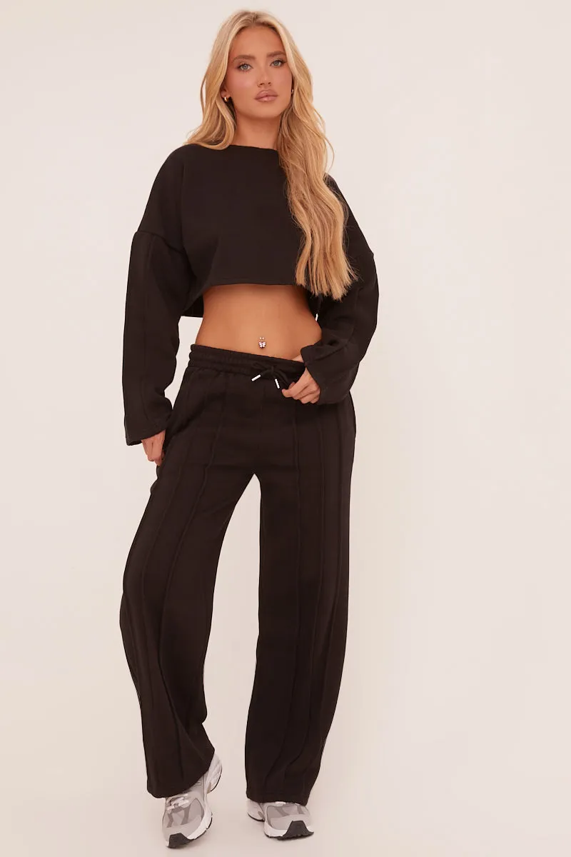 Black Binding Detail Loungewear Co-ord Set - Ceri