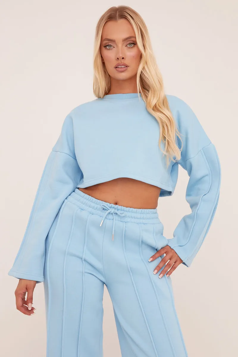 Blue Binding Detail Loungewear Co-ord Set - Ceri