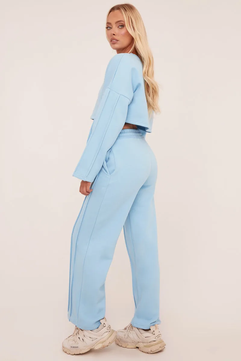 Blue Binding Detail Loungewear Co-ord Set - Ceri