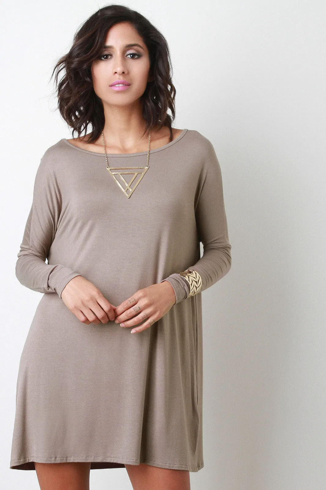 Boxy Long Sleeve Mini Dress