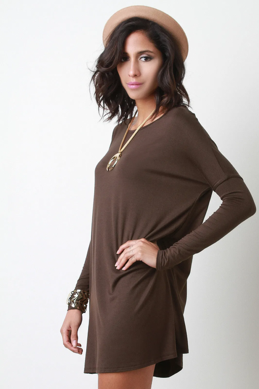 Boxy Long Sleeve Mini Dress