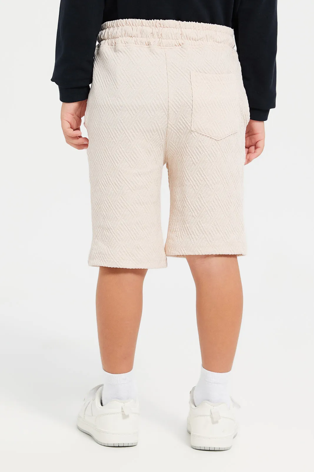 Boys Beige Jacquard Shorts