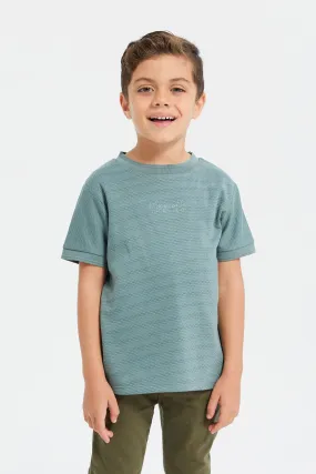 Boys Green Jacquard T-Shirt