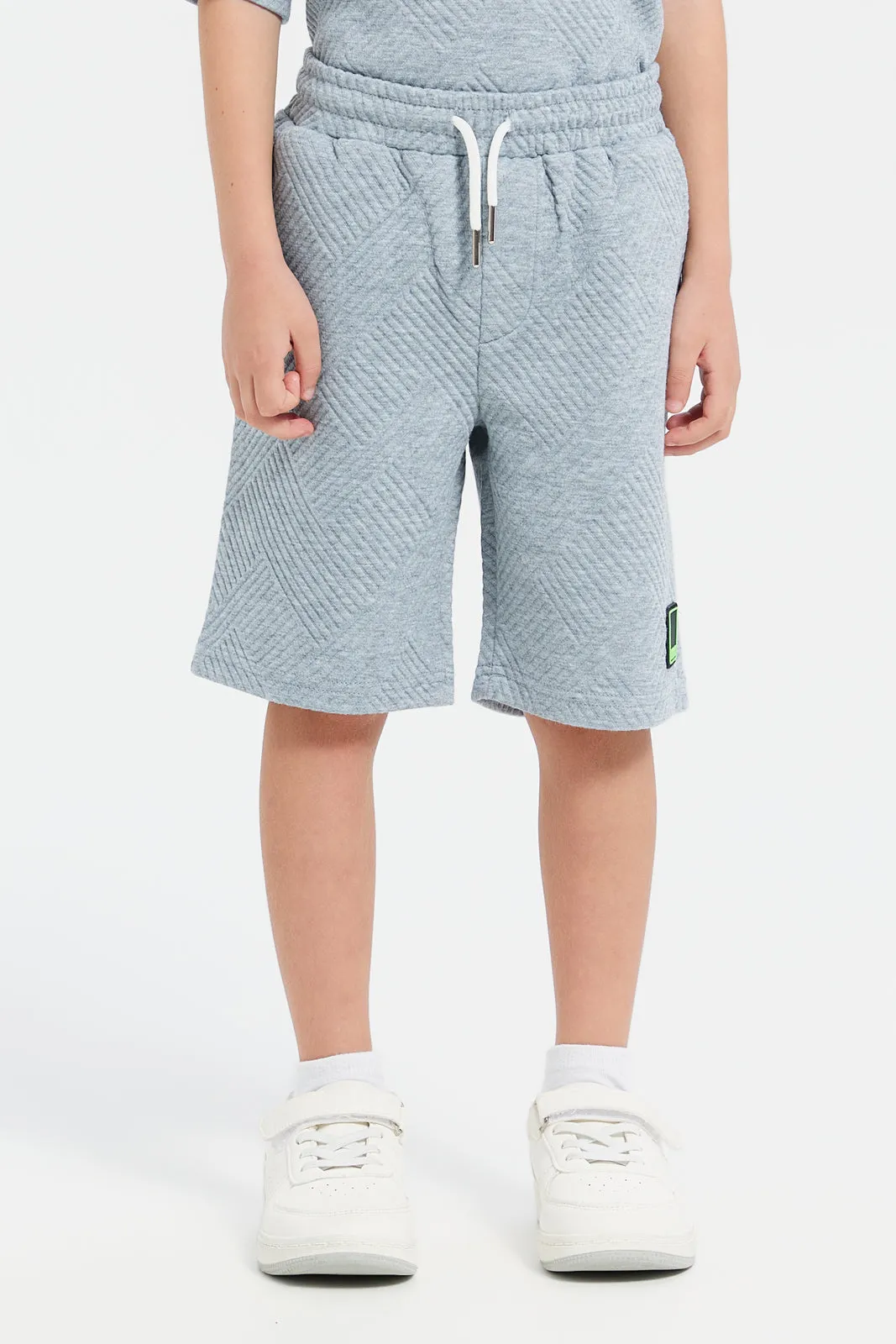 Boys Grey Jacquard Shorts