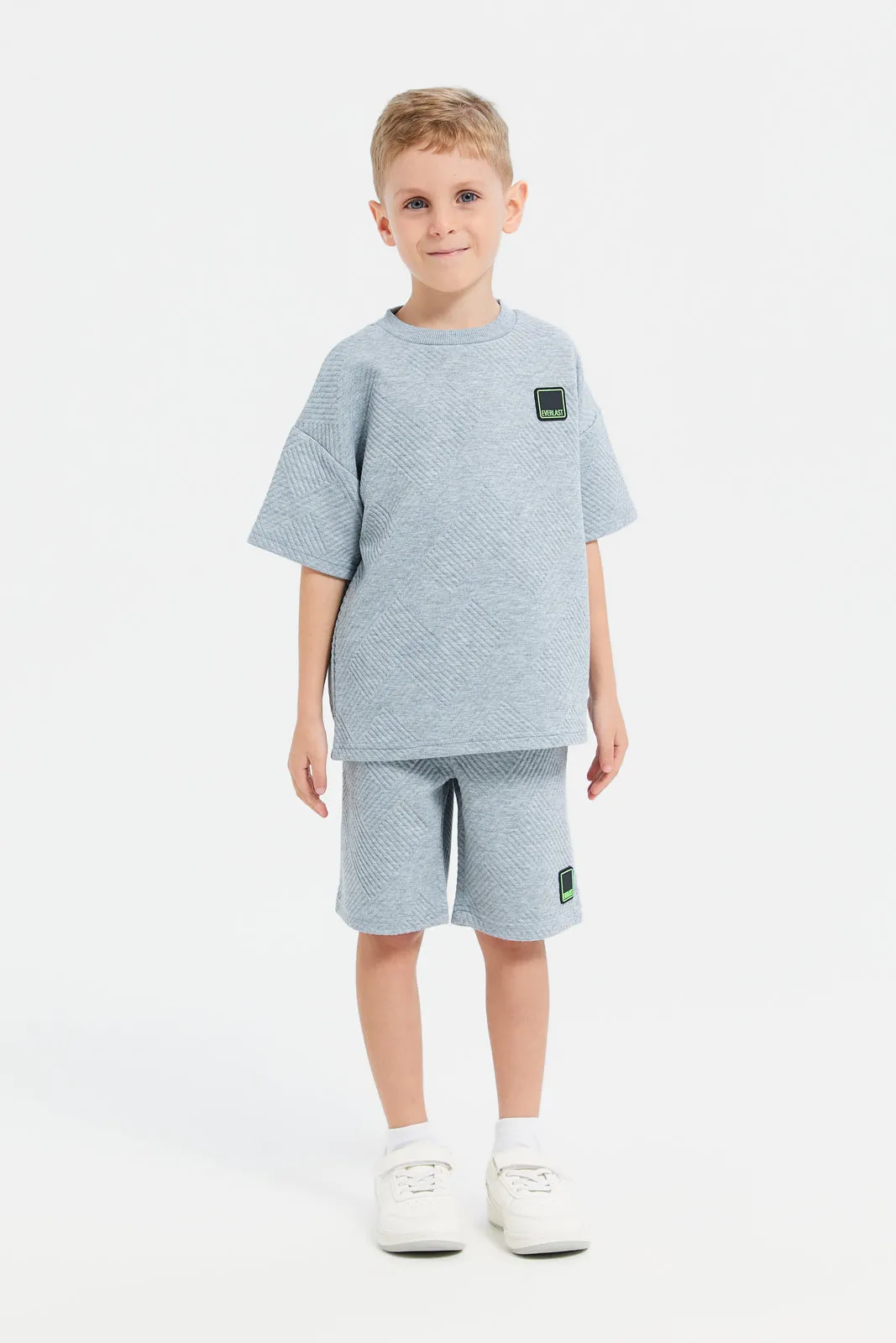 Boys Grey Jacquard Shorts