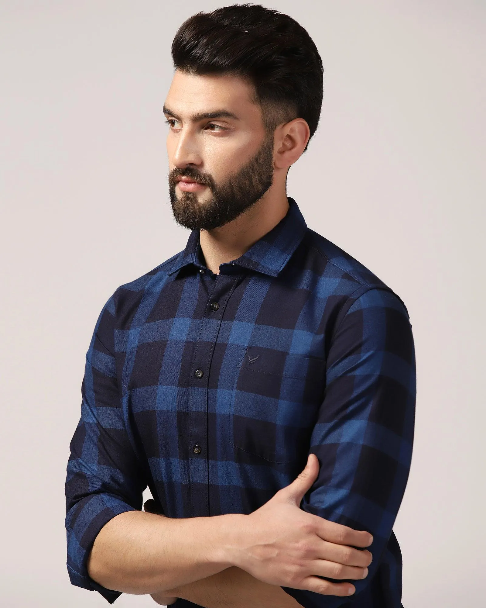 Casual Indigo Check Shirt - Glen