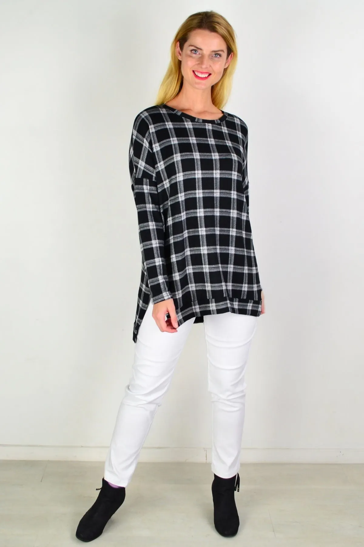 Charlies Check Hi Low Tunic Top