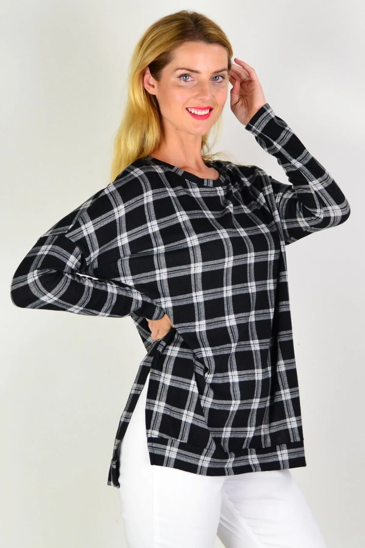 Charlies Check Hi Low Tunic Top