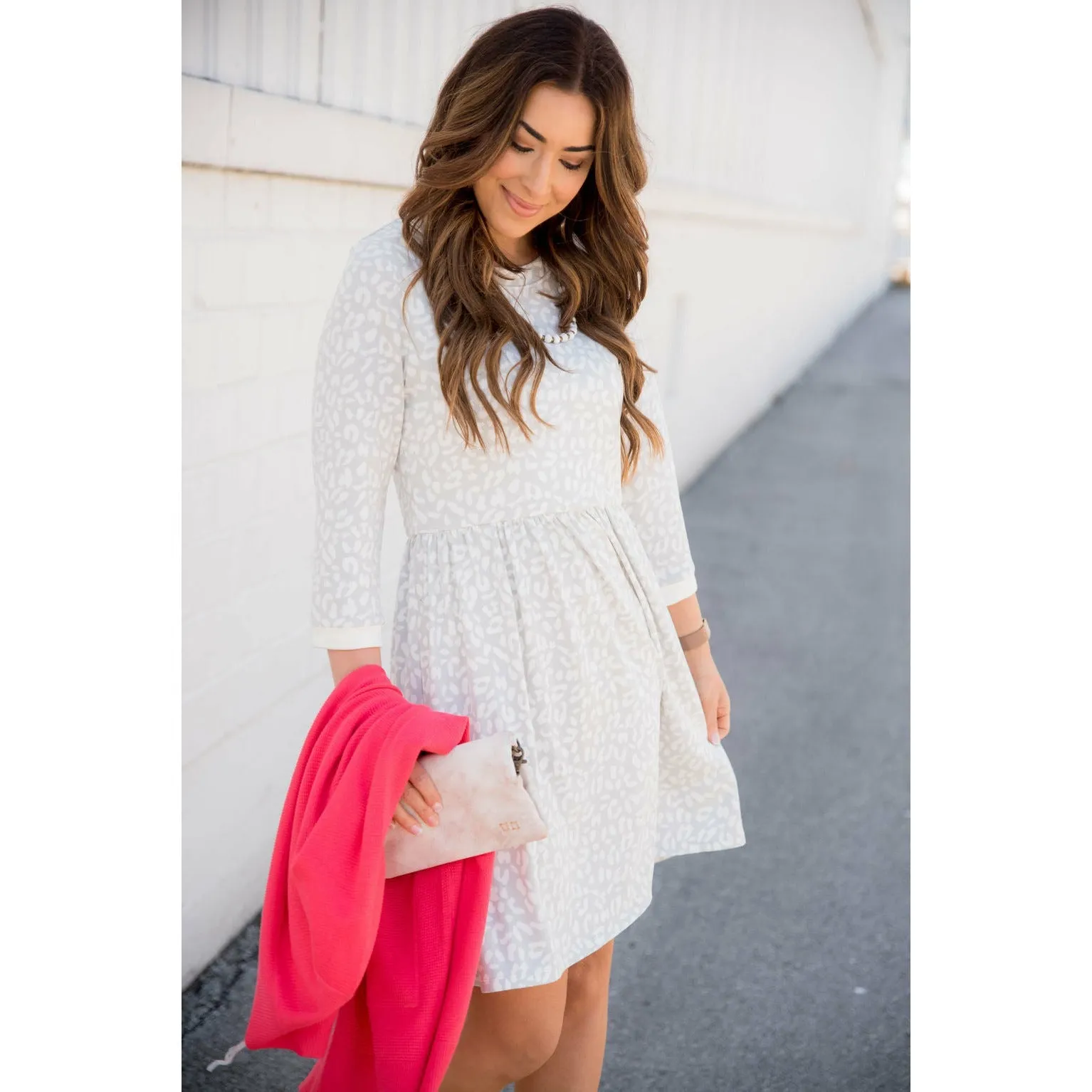 Cheetah Cuffed Sleeve Dress