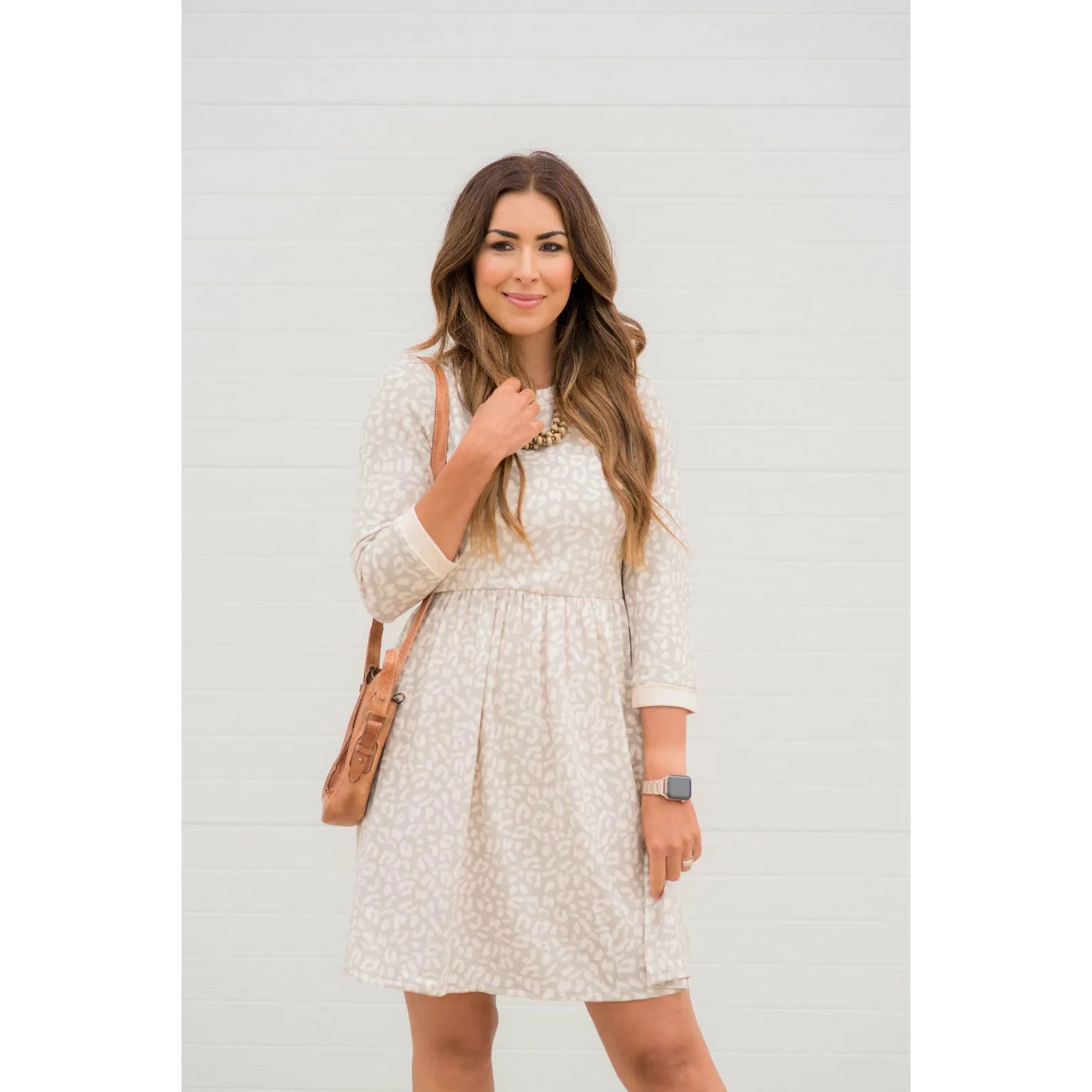 Cheetah Cuffed Sleeve Dress