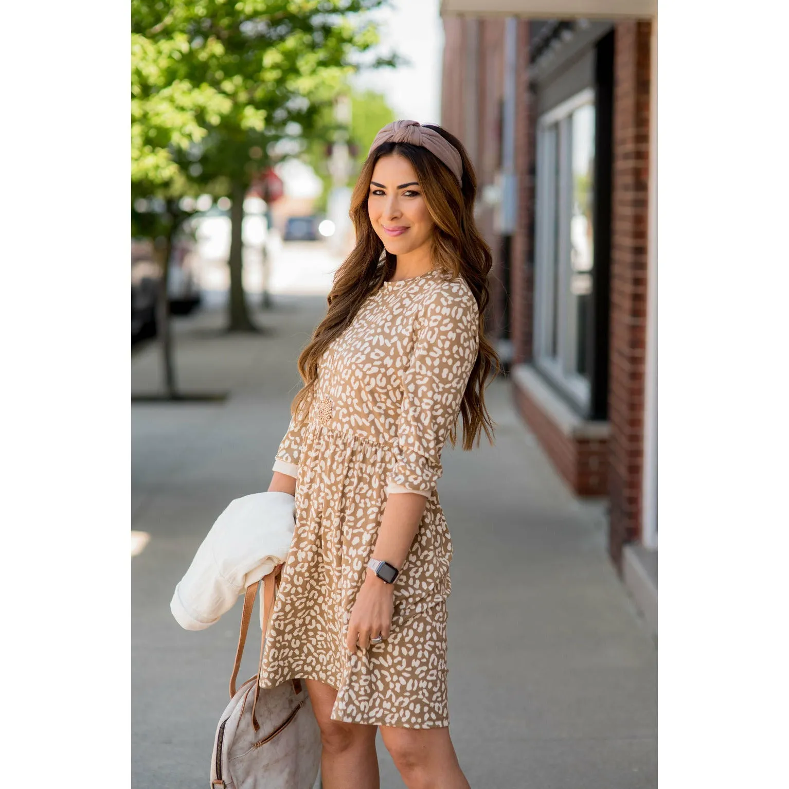 Cheetah Cuffed Sleeve Dress