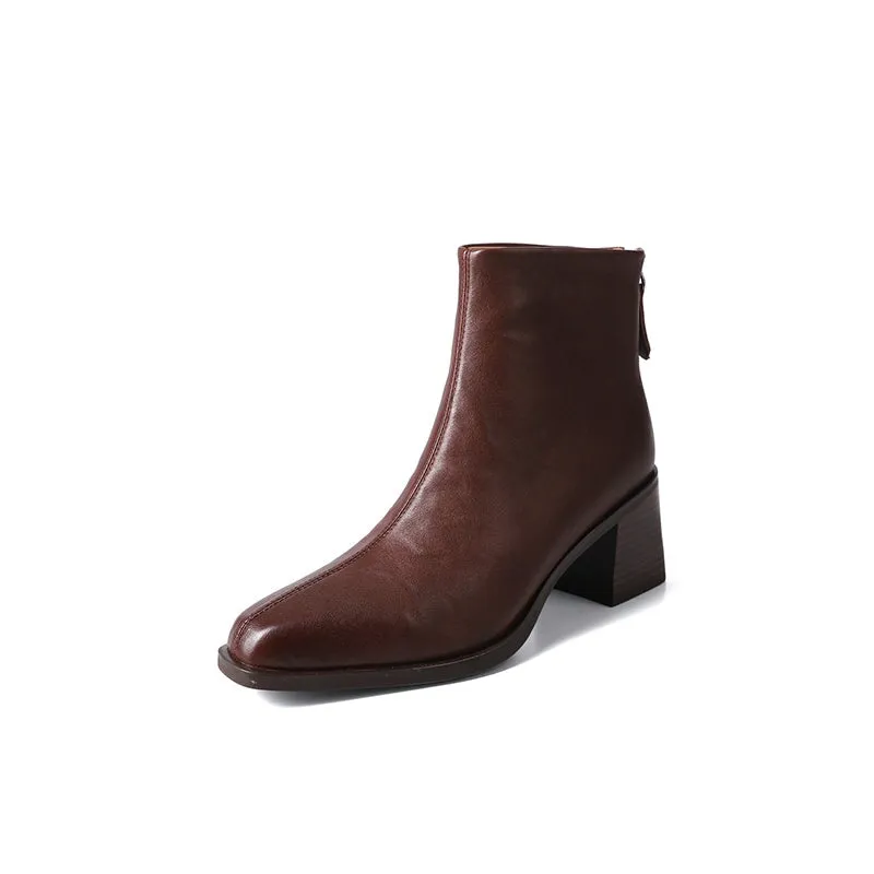 Classic Elegant Glove-Like Ankle Boots Mid Heel Slimming Boots Back Zipper Chelsea Boots