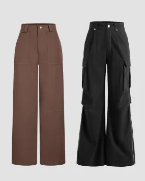 Combo: Y2K Cargos & Y2K Baggy Fit Women Cargo In Brown and Black