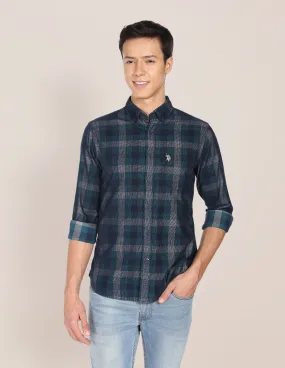 Corduroy Tartan Check Casual Shirt