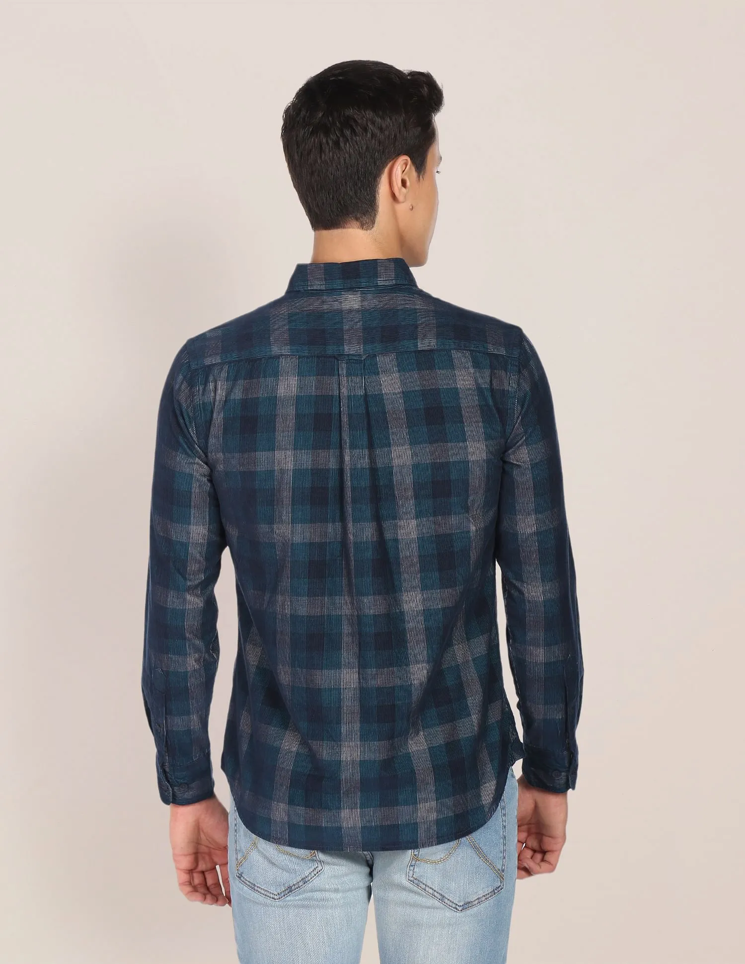 Corduroy Tartan Check Casual Shirt