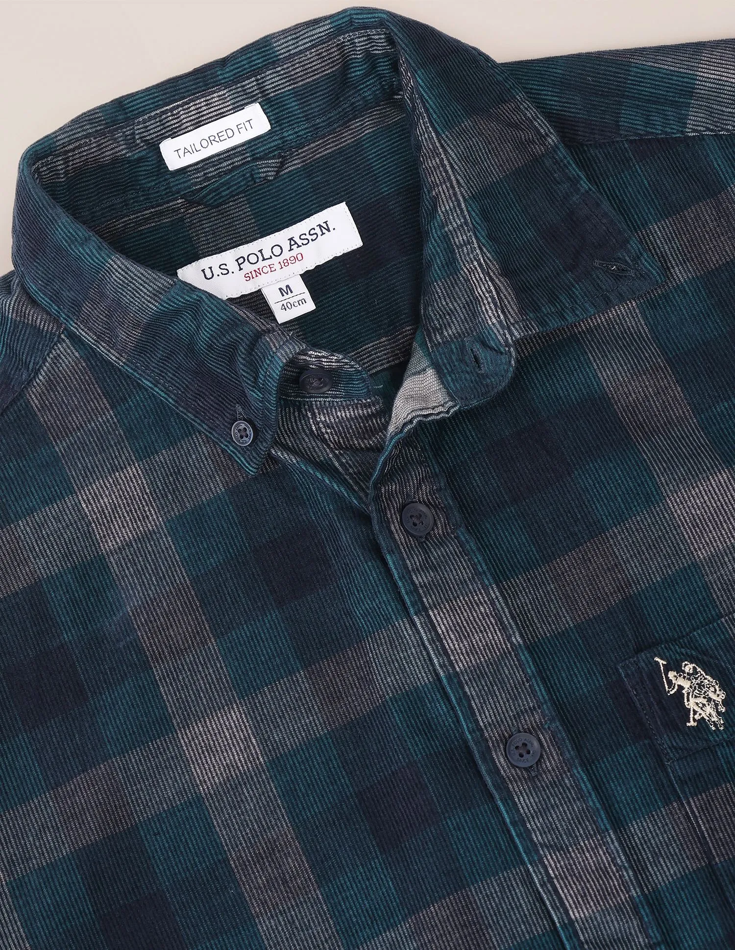 Corduroy Tartan Check Casual Shirt