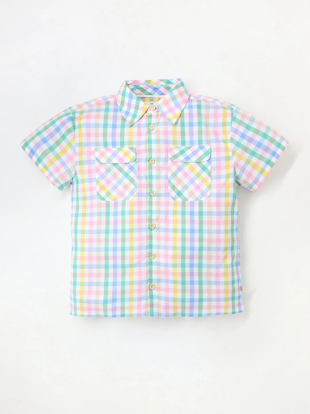 Cotton Double Pocket Check Shirt for Boys